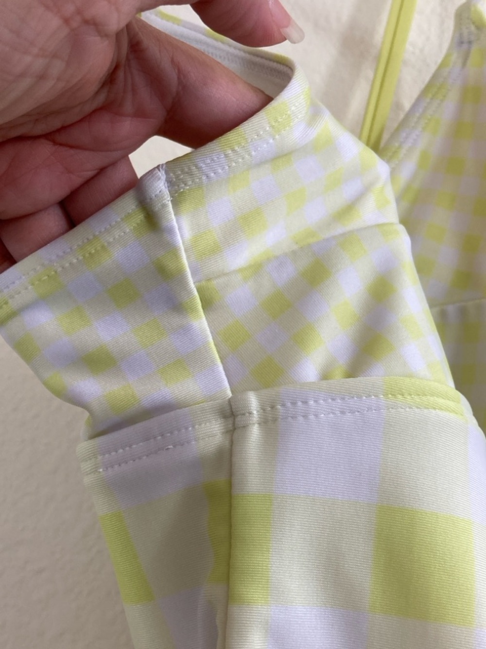 Cat & Jack Yellow White Gingham One-Piece Swimsuit Twist Front - Picture 5 of 8